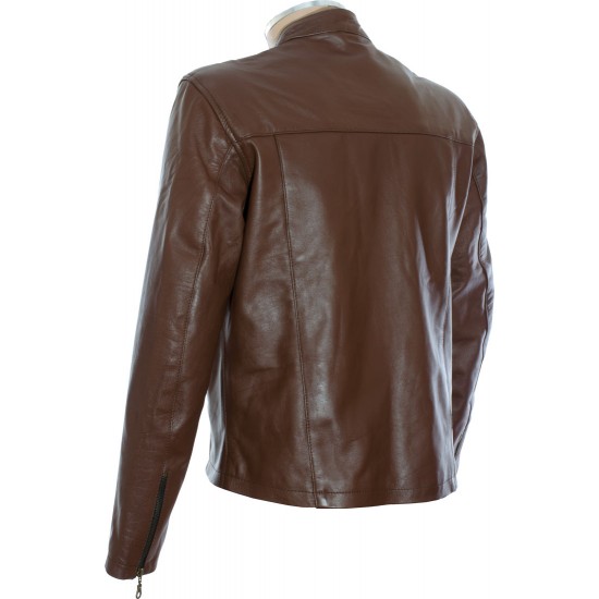Steve McQueen Brown Le-Man GULF Leather Jacket